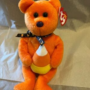 Ty Beanie Babies Candy Corn Bear TREATOR Plush - Orange and Yellow
